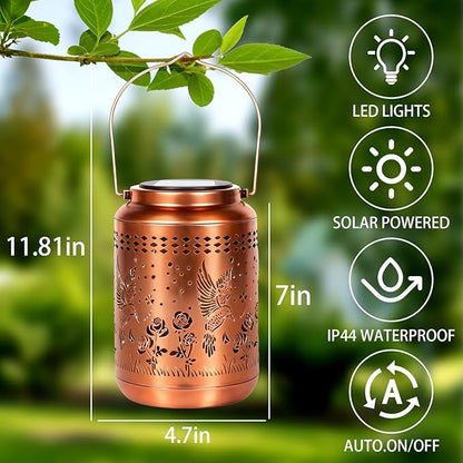 Hummingbird Solar Lantern Outdoor Hummingbird Decor Garden Decor Waterproof Decor Light Hanging Solar Lights Yard Decor, Christmas Gifts, Gifts for Women, Gifts for Mom, Gifts for Grandma