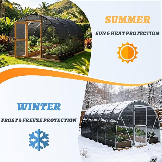 Cool Area 40% 6.5x16.5ft Sunblock Shade Cloth Cover Mesh UV Resistant Net for Garden Flower Plant Greenhouse, Black