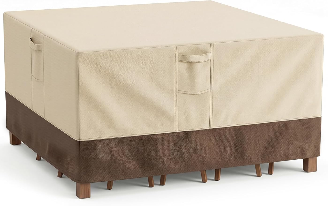 Patio Furniture Covers Waterproof Square, Outdoor Furniture Covers Waterproof Windproof with Padded Handles, Heavy Duty 600D Oxford Outdoor Table Chair Set Cover