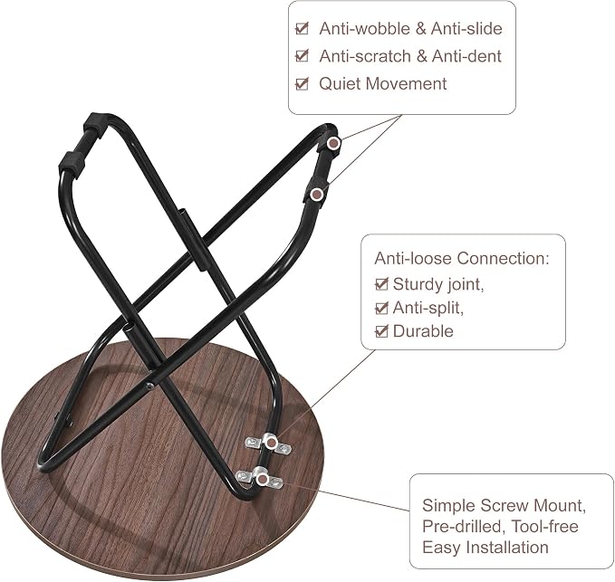 VECELO 17.7" Small Folding Table, Round Patio Outdoor Side Snack Table, Waterproof Wood End Table with Anti-Rust Metal Legs for Living Room Bedroom Garden Yard Balcony Porch