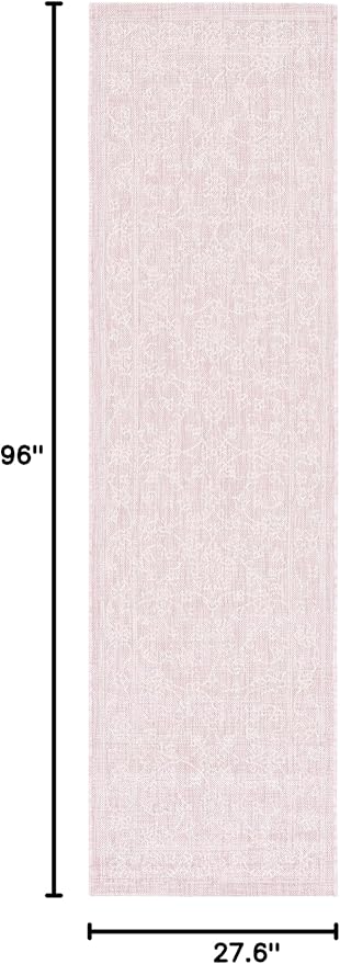 SAFAVIEH Courtyard Collection 2'3" x 8' Soft Pink/Ivory CY8680 Indoor/ Outside Waterproof Easy cleansingPatio Backyard Mudroom Runner Mat