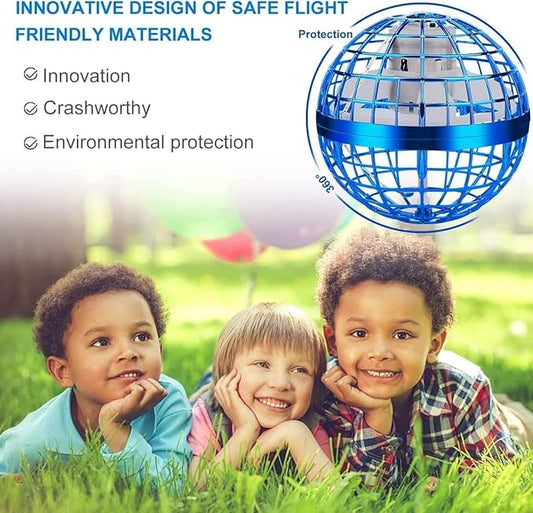 Flying Orb Ball Toy, Hover Hand Mini Drone Cosmic Globe, Fly Spinners for Kids Adults Indoor Outdoor Toys, Cool LED Lights Toys for 6 7 8 9 10+ Years Old Boys Girls Gift Blue