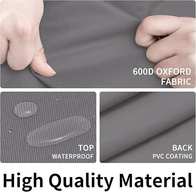 Easy-Going 600D Heavy Duty Rectangular Table Cover UV Resistant and Waterproof Outdoor Lawn Patio Furniture Cover (84" Lx44 Wx23 H, Gray/Dark Gray)