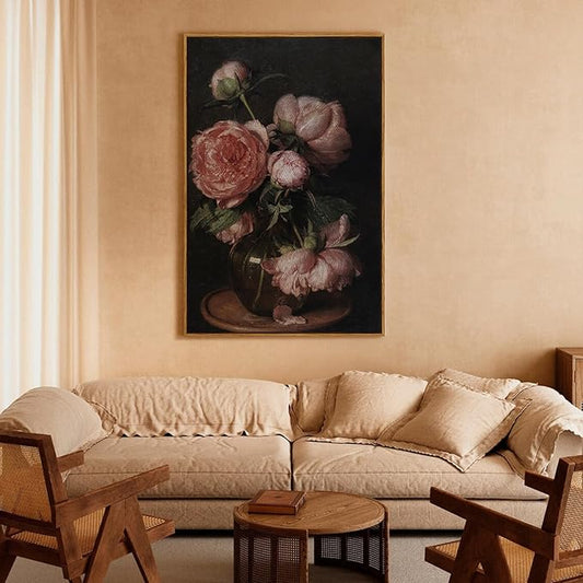 InSimSea Framed Canvas Prints Art Vintage Decor, Botanical Canvas Wall Art Decor for Bedroom, Framed Floral Prints for Living Room, French Country Wall Decoration, 24"x36"