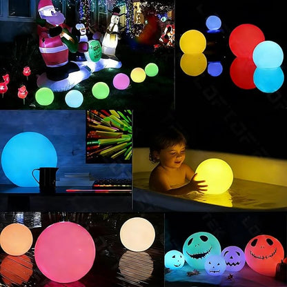 LOFTEK LED Pool Lights that Float - 8-inch Globe Lamp Rechargeable - 16 RGB Lamp with Handle & Remote, Waterproof Lamps for Outdoor Yard Decor, Smart Orb Light for Bedroom, 1-Unit