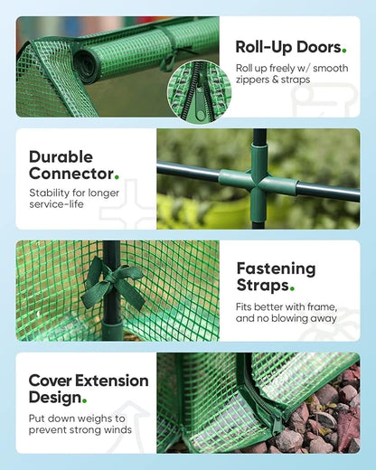 Quictent Mini Greenhouse, Portable Quick-Setup Small Tabletop Waterproof UV Protected PE Cover Shelter for Outdoors/Indoors W/ Raised Base for Garden Plant Seed Starting, 8 Stake, 95"x36"x36", Green