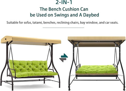 Swing Replacement Seat Cushions, 2-3 Seater Bench Cushions for Outdoor Furnitur with Backrest, Garden Recliner Seat Cushions Waterproof Sofa Pads (Tender Green, 40x40in)