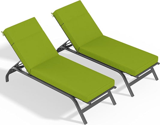 2 Pcs Chaise Lounge Cushions Outdoor, 80" L X 26" W X 4" D Lounge Chair Cushions for Outdoor Furniture, High-Density Foam Patio Chaise Cushion-Waterproof Fade-Resistant ThickPatio lounge chair cushion