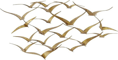 Deco 79 Metal Bird Home Wall Decor Foiled Flying Wall Sculpture, Wall Art 47" x 4" x 21", Gold