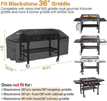 Griddle Cover for Blackstone 36" Griddle,Upgraded Rip-Proof&Waterproof 900D Flat Top Grill Cover,Windproof 1528 Grill Cover for Blackstone and More 4-Burner Griddle with Straps and Air Vent
