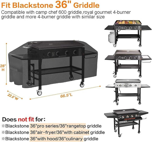 Griddle Cover for Blackstone 36" Griddle,Upgraded Rip-Proof&Waterproof 900D Flat Top Grill Cover,Windproof 1528 Grill Cover for Blackstone and More 4-Burner Griddle with Straps and Air Vent