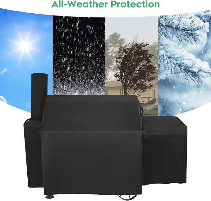 Grill Cover Compatible with Char-Griller Grand Champ Charcoal Grill and Offset Smoker Model #8250, 71" L x 25" W x 51" H, Heavy-Duty 600D Waterproof