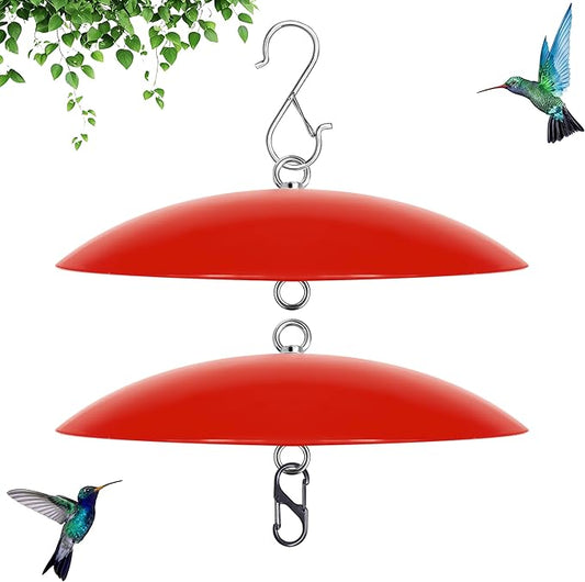 10" Small Bird Feeder Dome, Hummingbird Feeder Rain Guard, Bird Feeder Cover for Small Feeders, Protective Cover Work with Ant Guards（Red,2 Pack