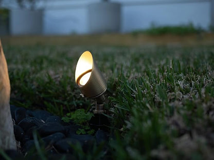 12V 6W Solid Brass (Bronze) LED Outdoor Spotlight 2700K Warm White 275 Lumens for Low Voltage Landscape Lighting of Yard, Lawn, Garden, Patio, Trees & House