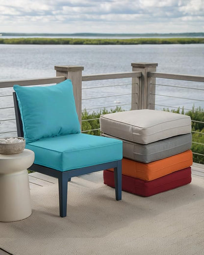 Luxury 24x24x6 Inch Outdoor Chair Cushions Set of 4 - Heavy Duty Water-Resistant Comfortable Cushion for Patio Furniture Set Dining Rocking Chairs Loveseat L-Shape Sofa - Turquoise