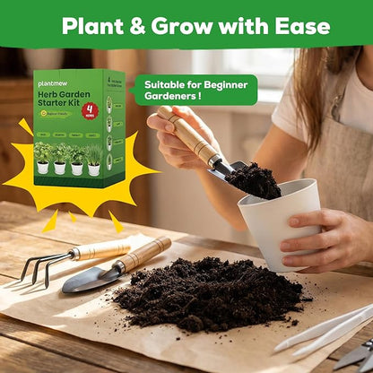 Indoor Herb Garden Starter Kit - Mothers Day Gifts - 4 Non GMO, Heirloom Culinary Herb Seeds, Unique Gardening Gift for Women, Mom, Her, Birthday, Housewarming, Plant Lovers