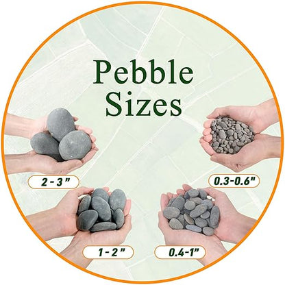 5 lbs Mexican Beach Pebbles, 0.4-1 Inch Natural River Rocks for Indoor Plants Vase Fish Tank Aquarium Fountain, Decorative Stone for Landscaping Garden Paving Walkways Backyard, Grey