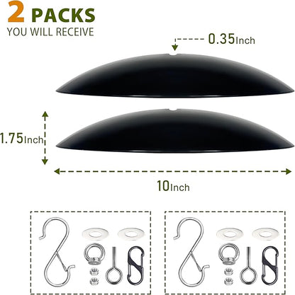 10" Mini Bird Feeder Rain Guard, Hummingbird Feeder Shade Dome Cover, for Small Feeders, Works with Ant Guards (Black), 2 Pack