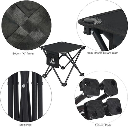Opliy Camping Stool 2 Pack,13 Inch Portable Folding Stool for Outdoor Gardening and Beach Hiking Fishing,Foot Stool with Carry Bag (Black)