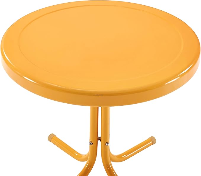 Crosley Furniture Griffith Weather Resistant Retro Metal Outdoor Side Table for Patio, Deck, Porch, Tangerine