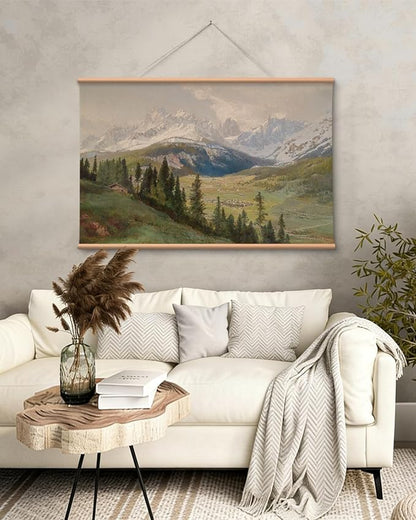 VIYYIEA Extra Large Canvas Wall Art, 36x54 Inch Mountain Landscape Oil Painting Style, Vintage Nature Wall Decor for Living Room, Bedroom, Above Sofa