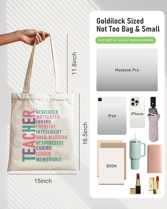 Double-Sided Canvas Tote Bag for Women with Magnetic Snap, Wide Strap & Inner Pocket for Work, Shopping, Travel