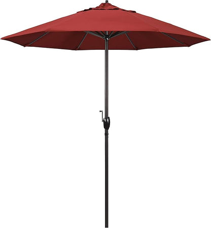 California Umbrella 7.5' Round Aluminum Outdoor Deck, Pool or Patio Umbrella, Crank Lift, Auto Tilt, Bronze Pole, Red