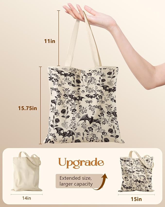 Miss Adola Canvas Tote Bag for Women – Aesthetic Canvas Bag with Zipper Cute Stylish Reusable Shoulder Totes for Shopping Work Daily Vacation, Bianfu Flower