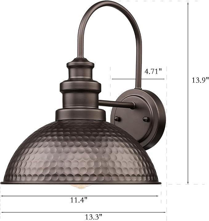 Outdoor Farmhouse Barn Lights, Anti-Rust Outdoor Wall Sconce, Exterior Wall Lights, Front Door Mounted Lighting Fixture,Vintage Outside Lighting for Porch,Garage,Patio (Oil-Rubbed Bronze, 3 Pack)