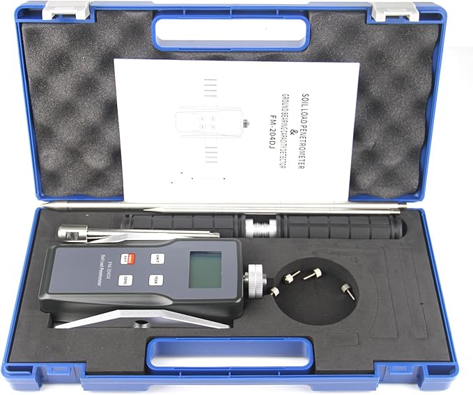 Digital Soil Penetrometer FM-204DJ Soil Compaction Tester Meter Gauge Ground Bearing Capacity Detector Test Tool (1.5V Batt Not Included)