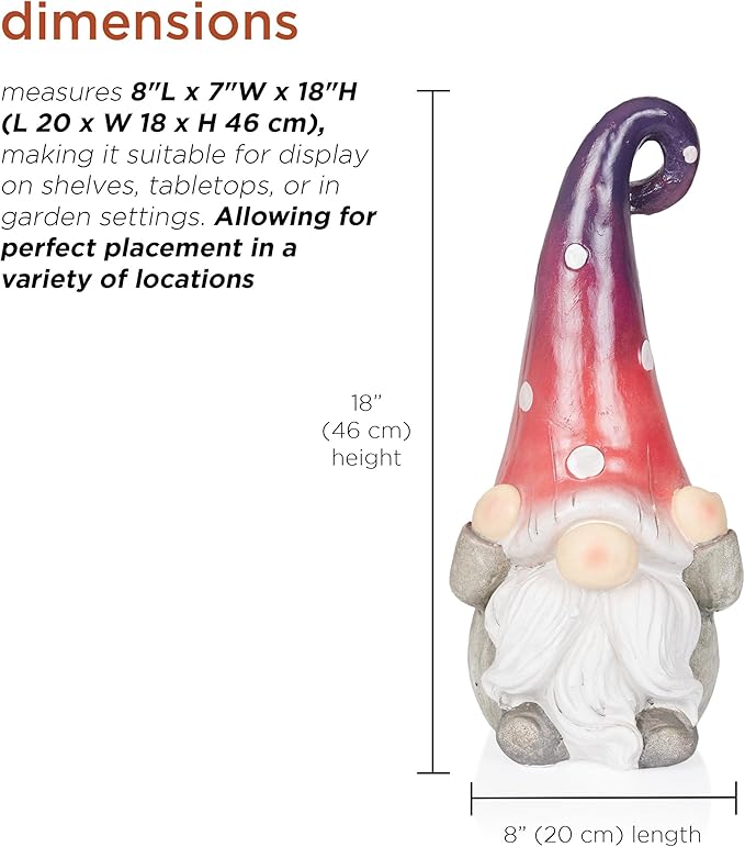 Alpine Corporation QWR1460 Hear No Evil Gnome Statue, Whimsical Décor for Patio & Garden, 18" H, Purple