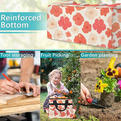 Garden Tote Bag with Pockets Flower Gardening Bags for Tools Organizer Heavy Duty Storage Bag with Handle for Lawn Yard Casual