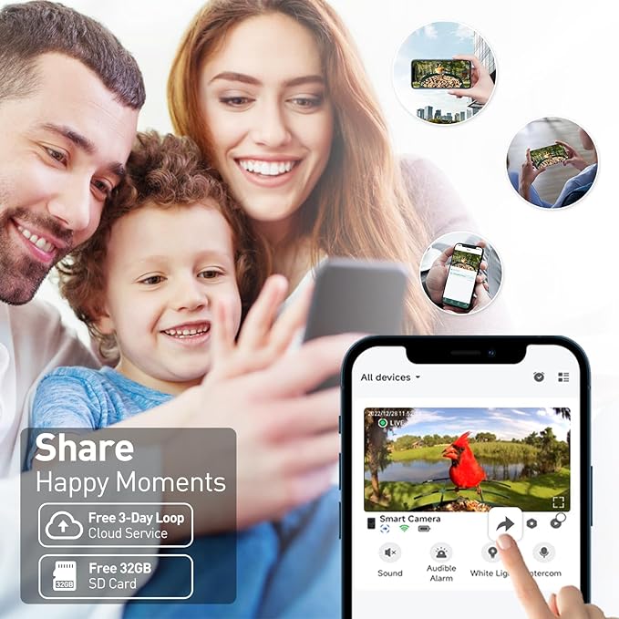 SOLIOM Solar Bird Feeder with Camera for Outdoors - Durable Metal AI Smart Birdhouse, 2K Live View & Instant Alerts, Squirrel Proof - Ideal Bird Watching Gift (Red)