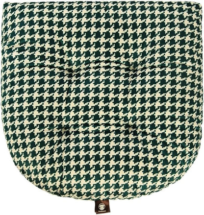 Outdoor Patio Cushion, Rocking Chair Cushion, Tufted Pads, Set of Upper and Lower with Ties Pack of 2 (2 Sets) - Back 20"×17", Seat 17"×17" (Green Houndstooth)