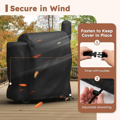 MR. COVER Grill Cover for Traeger Pro 22 & 575 Series, Waterproof Wood Pellet Smoker Cover for Traeger 22 / Pro 575, Z Grills 550B, Heavy Duty Premium Pellet BBQ Cover for Outdoor with Straps, Black