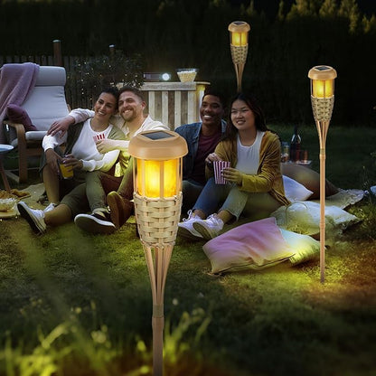 Solar Outdoor Lights, Solar Torch Lights Outdoor Flickering Flame, Outdoor Decorations for Patio Path Yard - 6 Pack