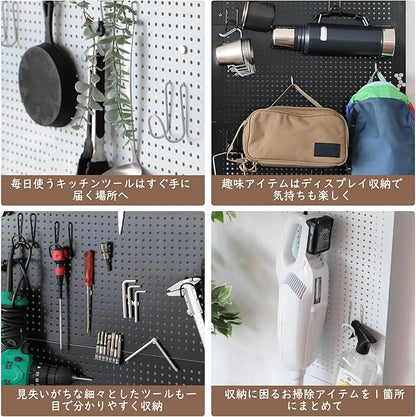 DEWEL Peg Board,Metal Pegboard Panels, Metal PegBoard Organizer with Accessories