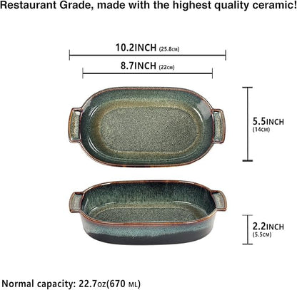 Porcelain Casserole Baking Dish - 22.7 Ounces Baking Dish for Oven, Ceramic Lasagna Pans, Oven Safe Durable Bakeware for Kitchen Home Decor, Banquet and Dinner, Oval 2 pieces 8 x 5 Inch