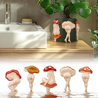 GUGUGO Unique Mushroom Lady Body Plant Pots, Cute Quirky Indoor Planters, Boho Funky Eclectic Home Decor, Mushroom Lady Butt Flower Pots, Succulent Planter, Modern Aesthetic for Decorating, Pink