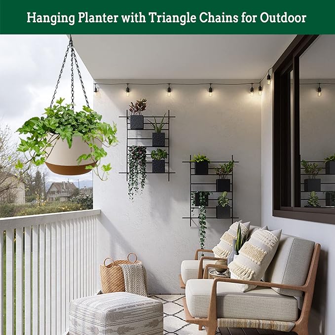 Hanging Planters for Indoor Plants, 2 Pack 10 Inch Self Watering Pots with Macrame Plant Hanger, Hanging Baskets Holder for Outdoor Garden Home Ceiling Window Decor