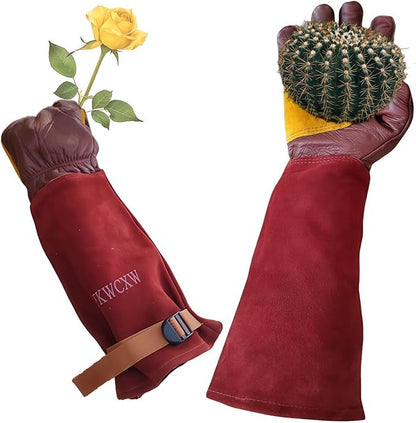 Womens/Mens Gardening Gloves for Rose and Cactus Handling,Cow Leather Garden Gloves Women/Men Thorn Proof