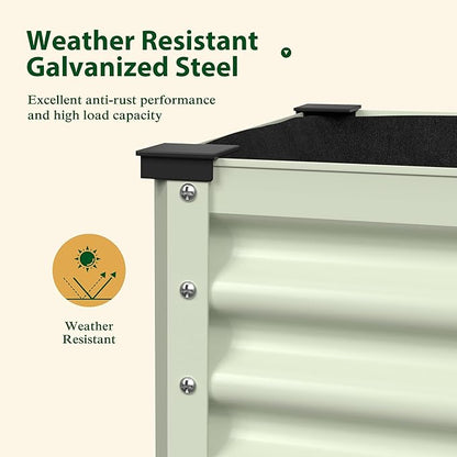 MUPATER 48" L x 24" W x 32" H Galvanized Steel Raised Garden Bed, 507lbs Capacity Large Metal Elevated Raised Planter Box with Legs & Detachable Black Liner for Patio, Balcony, Beige