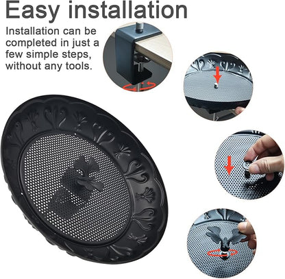 Deck Railing Bird Feeder Tray,Metal 11" Platform Bird Feeders Mesh Seed Tray for Outside/Balcony (Black-1pack)