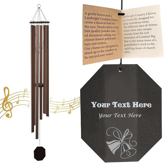 Lambright Chimes Church Bell Large 65" Tall Bronze Personalized Wind Chime, Custom Windchimes for Memorial, Sympathy, Loss, Anniversary for Wife, Friend, Mother, Grandmother, Pet - Made in America