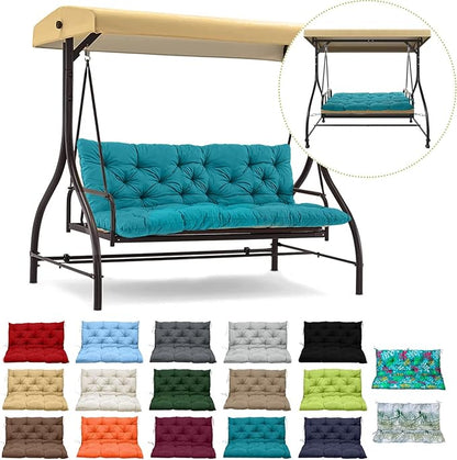 Swing Replacement Cushions with Backrest, 2 or 3 Seater Waterproof Non-Slip Overstuffed Swing Pad, Indoor/Outdoor Bench Cushion for Porch Chair Swing Garden Furniture(Lake Blue 40 * 40 in)