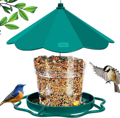Hanizi Wild Bird Feeders for Outside, Hanging Bird Feeder Squirrel Proof, Outdoor Birds Feeders Wild Bird Seed, Garden Yard Decoration (Green)