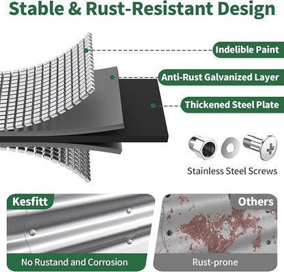 Kesfitt Raised Garden Bed, 5x2x1 FT Galvanized Steel Metal Raised Garden Bed, Oval Open-Bottom Design, 12-Inch Deep for Outdoor Vegetable & Herb Gardening, Silver