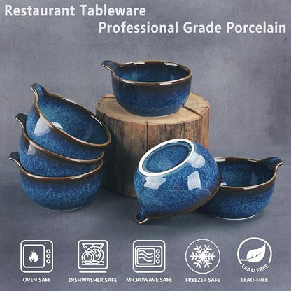 Ceramics Au Gratin baking Dishes Set of 6, Baking Tray Bake ware, 5.2 oz Ramekins, for Pie Pan, Appetizer, Tart, Dessert, Quiche, Oven Small dish, individual dishes