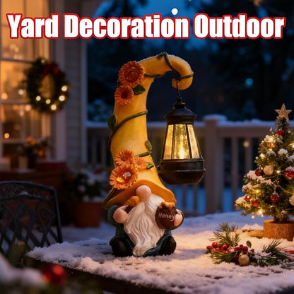 for Mom Grandma Woman 12" Solar Sunflower Gnome Garden Statues Honey Bee Jar Decor with LED Lantern Outdoor Birthday Gnomes Decorations Patio Yard Balcony Art