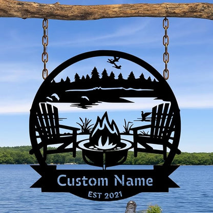 Custom Lake House Metal Sign, Personalized Lodge Metal Signs, Gift for Family, Friends, Couples, Cabin Wall Art, Outdoor Porch Decor, Christmas Family Last Name Signs, Home Decor